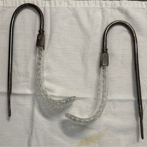 Vintage silver and Glass Curtain Tiebacks